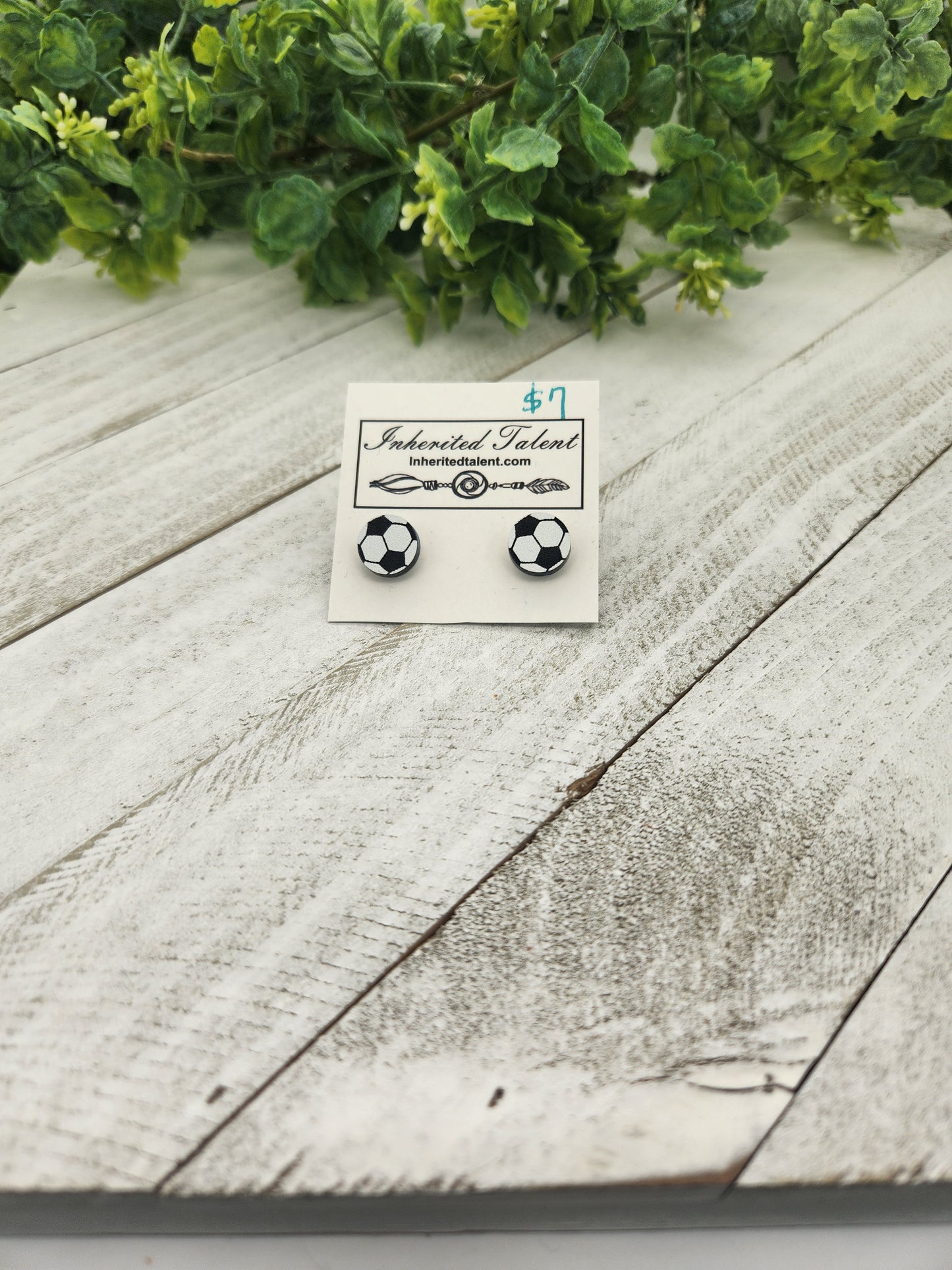 Soccer stud earrings