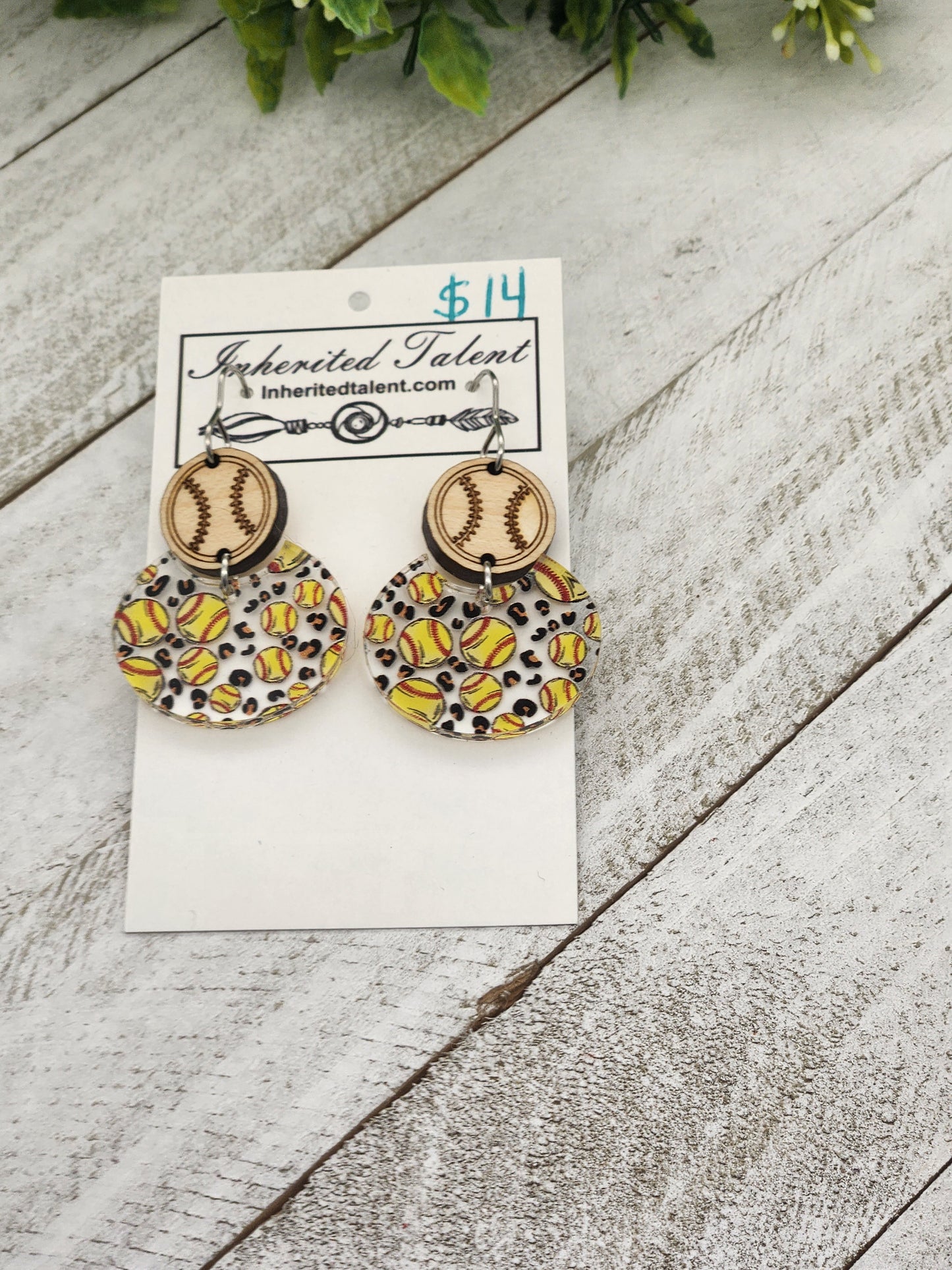 Cheetah softball earrings