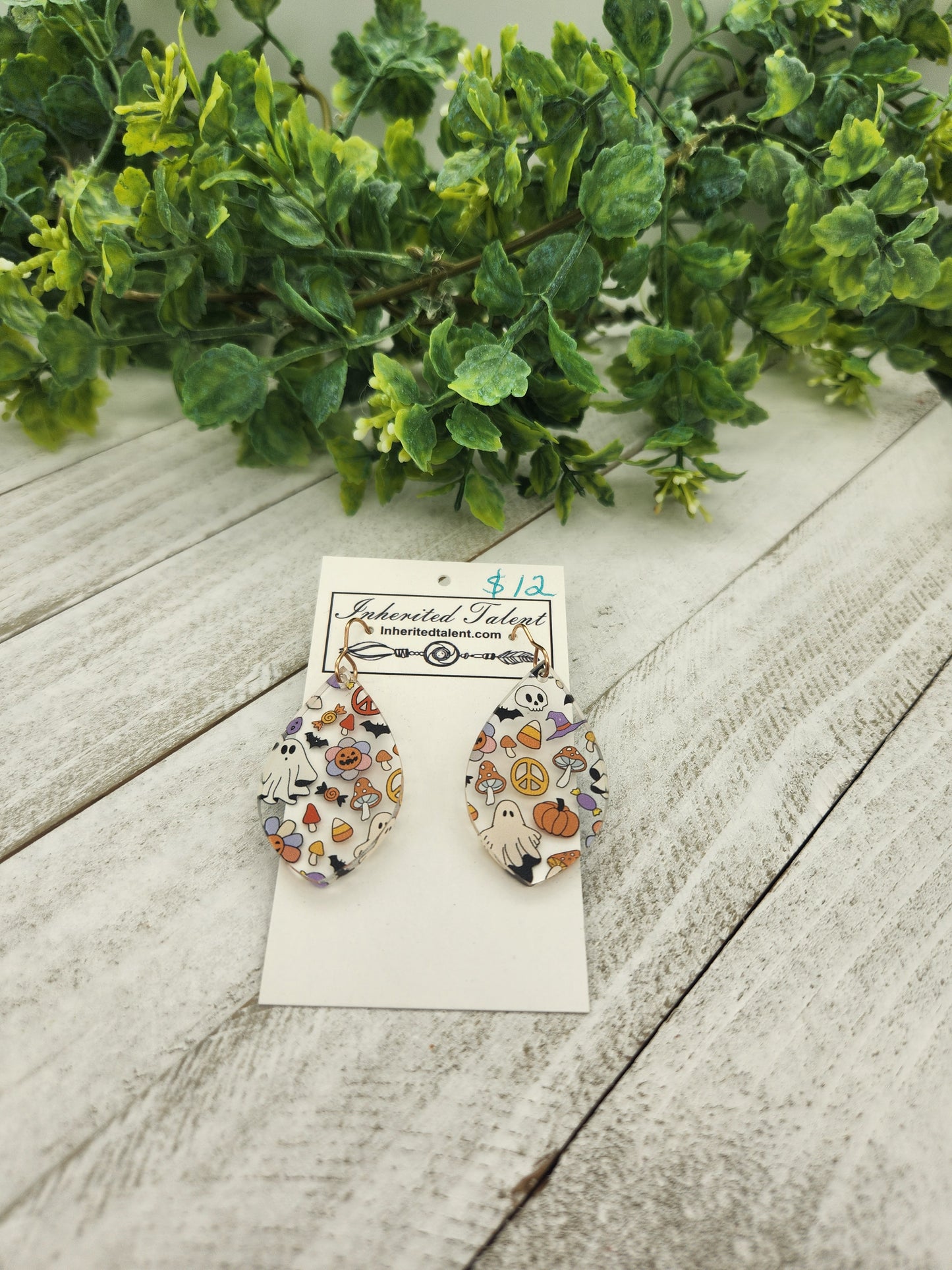 Groovy ghost halloween earrings
