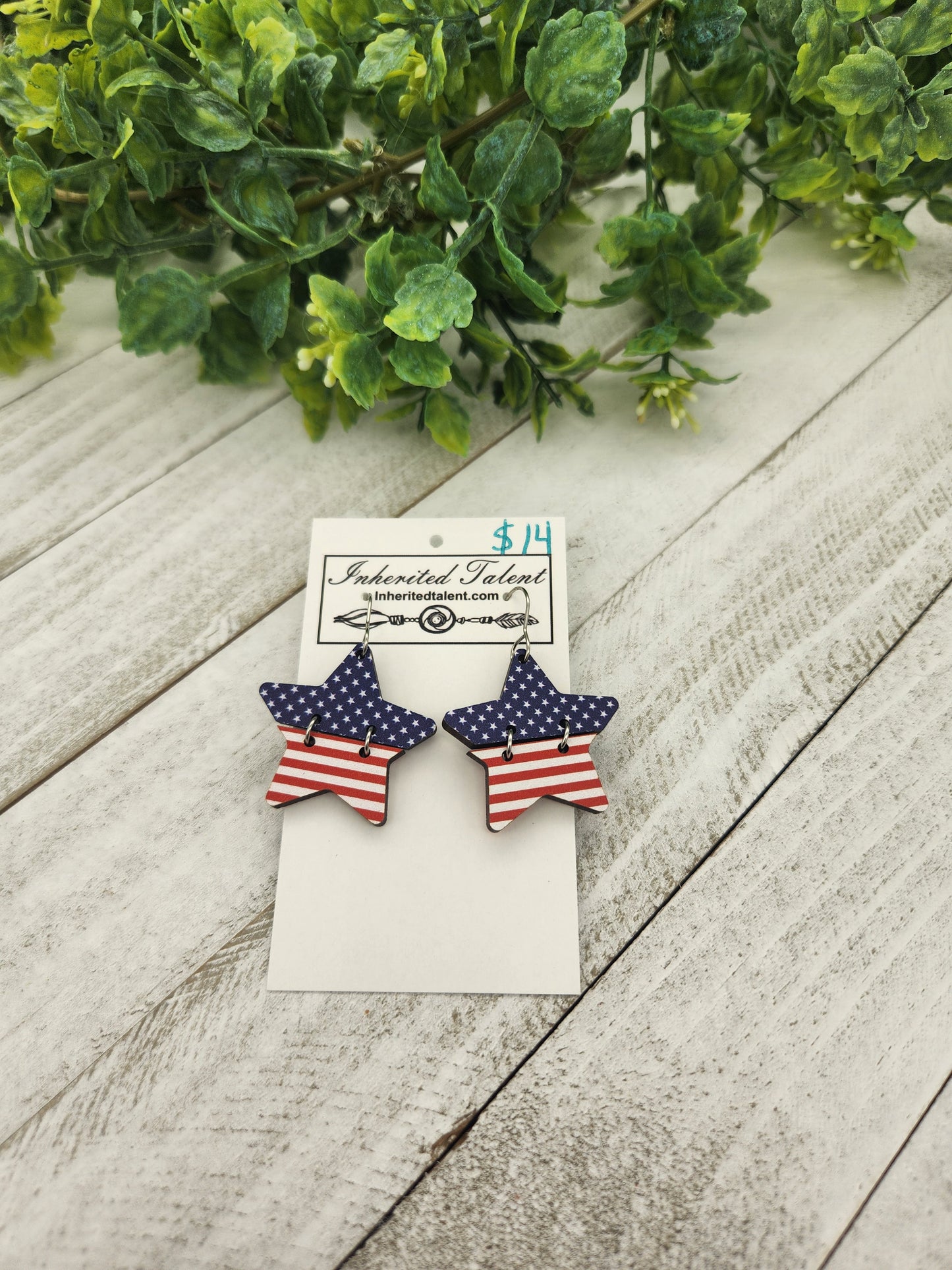 Red, white, and blue star earrings
