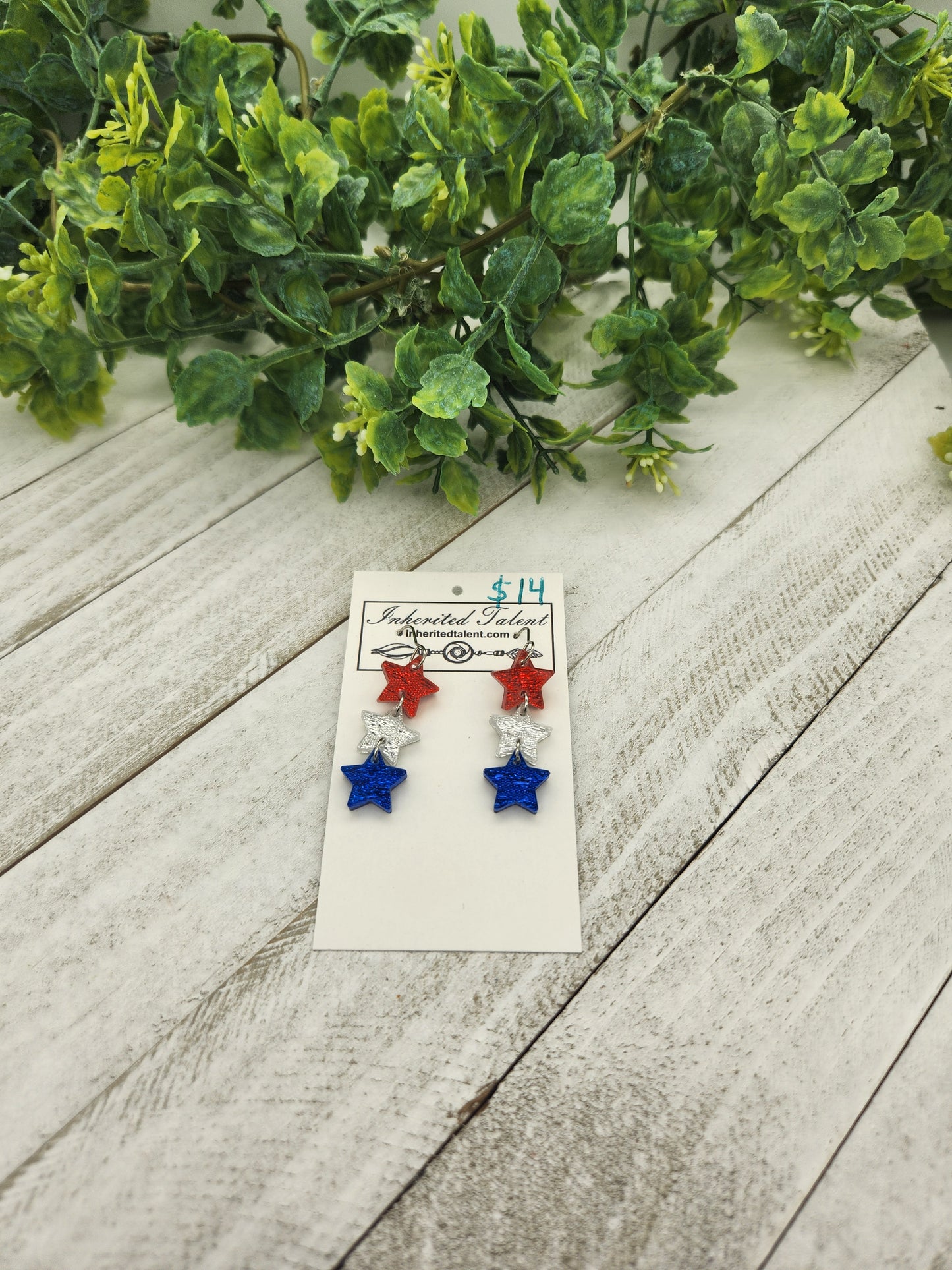 Red, white, and blue star earrings