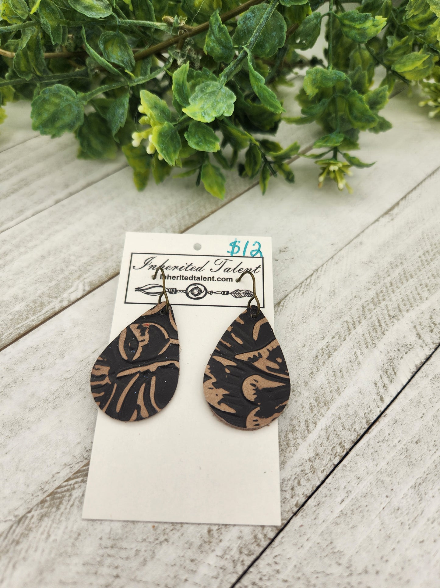 Brown leather earrings