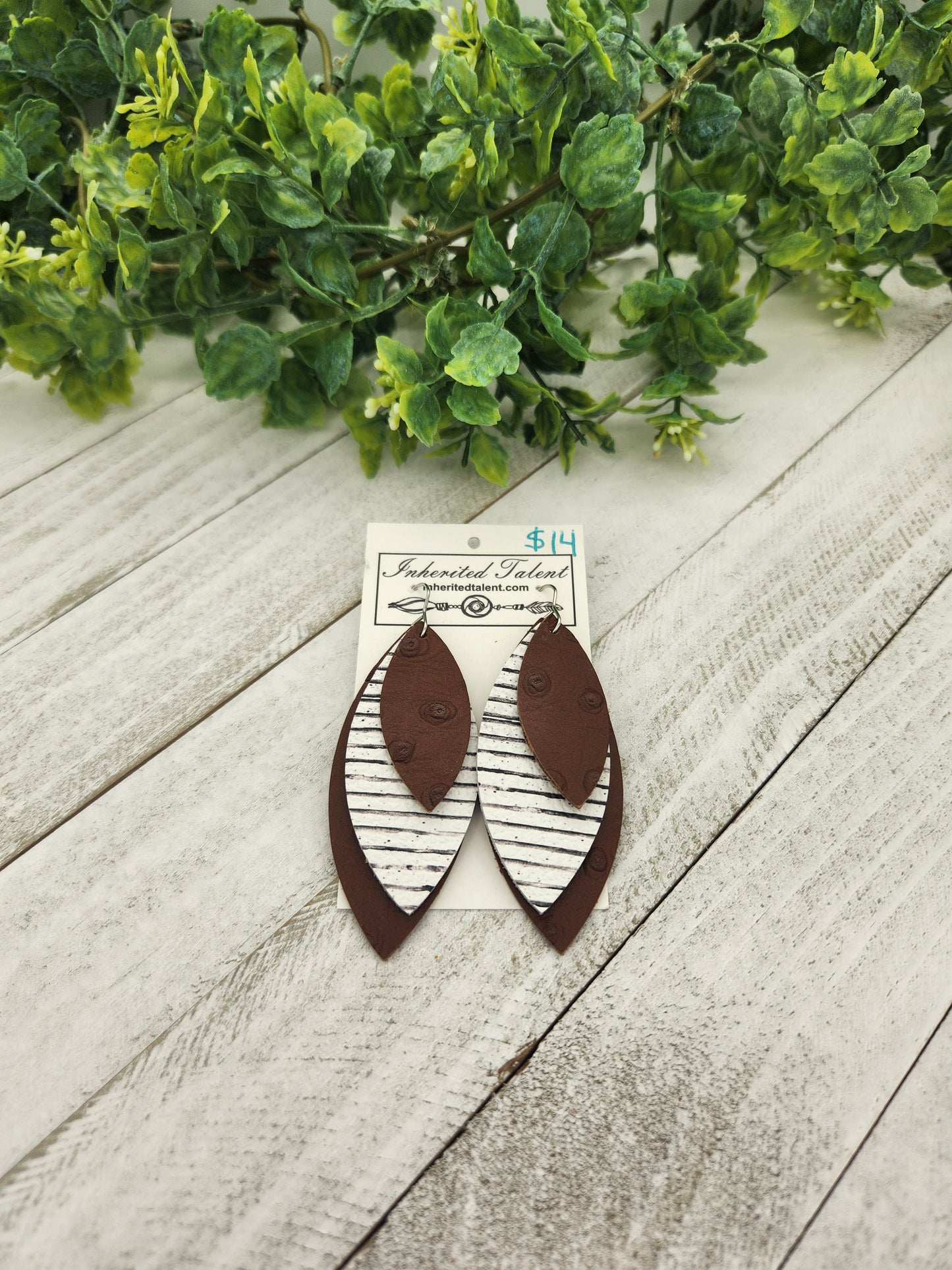 Multi colored leather earrings