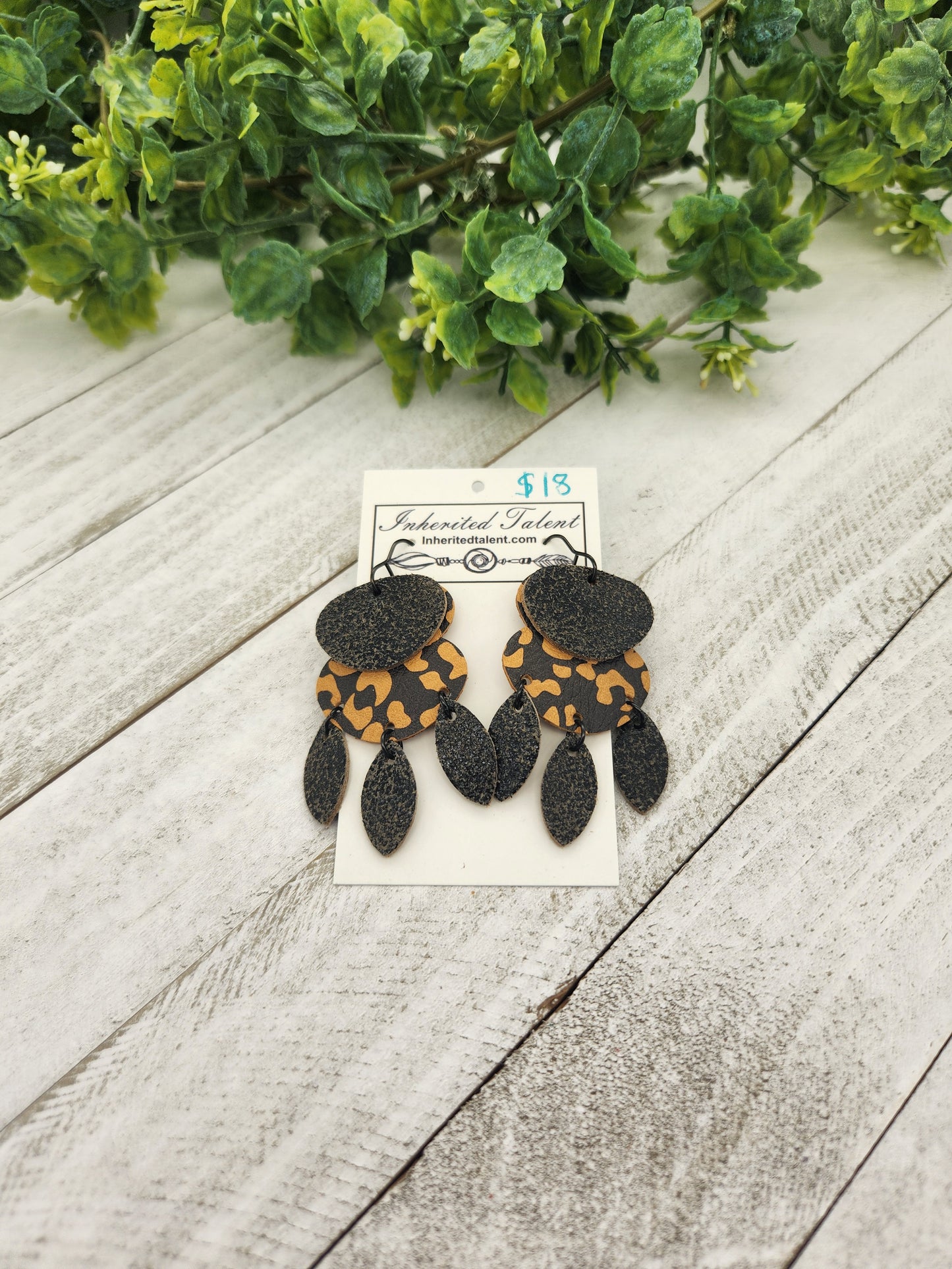 Multi colored leather earrings