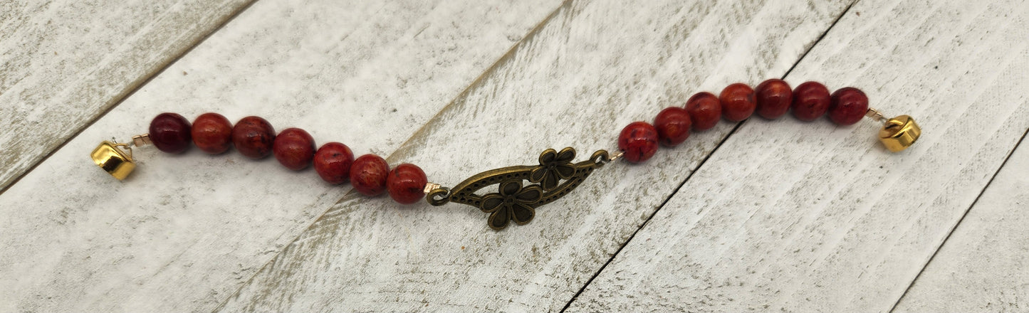 Burgandy Flower Bracelet