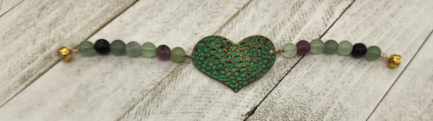 Purple and Green Heart Bracelet