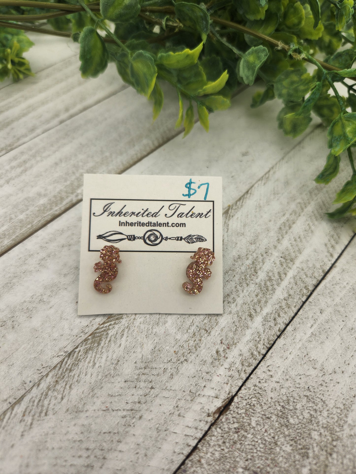 Sea horse stud earrings