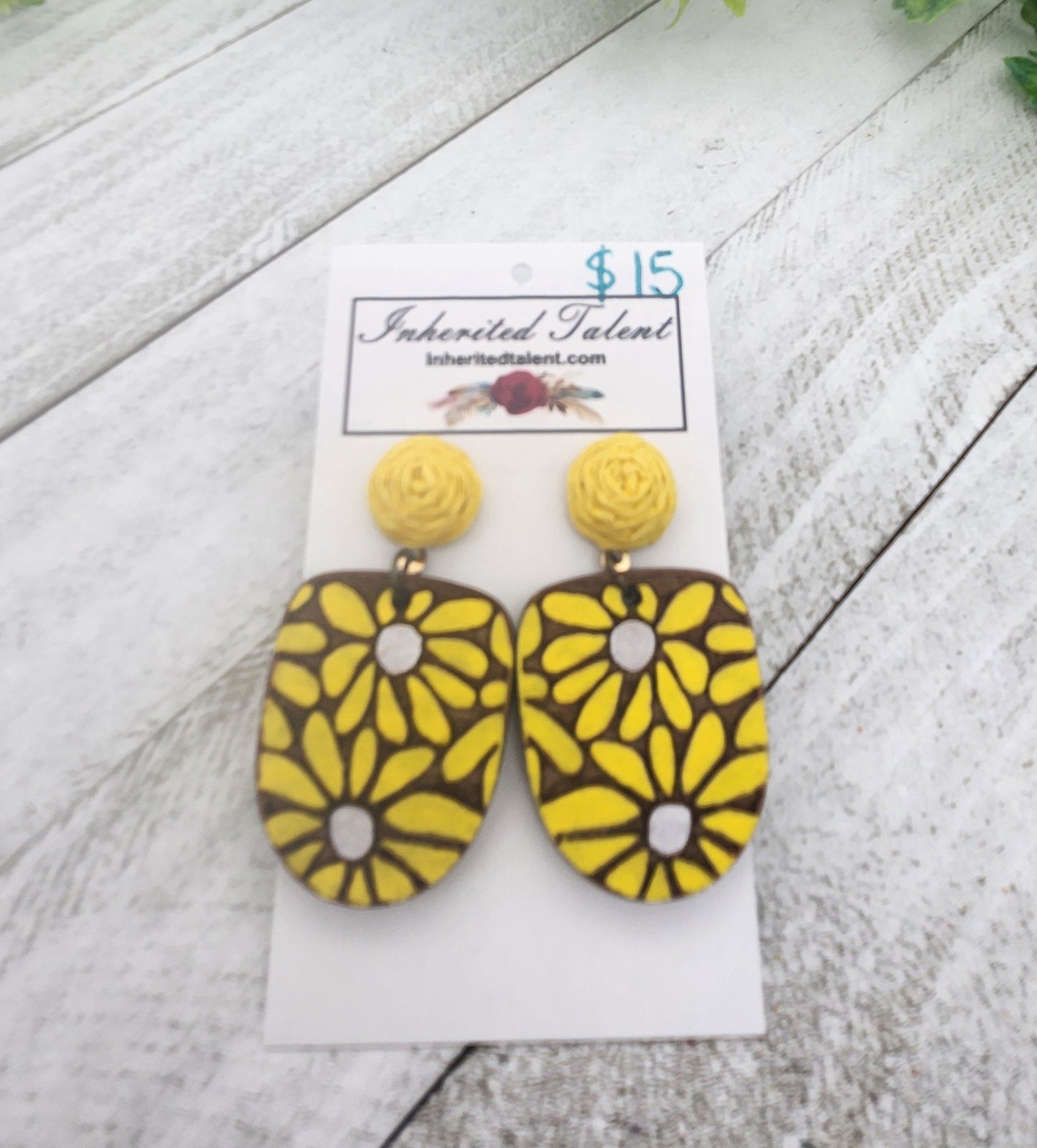 Yellow Flower Earrings