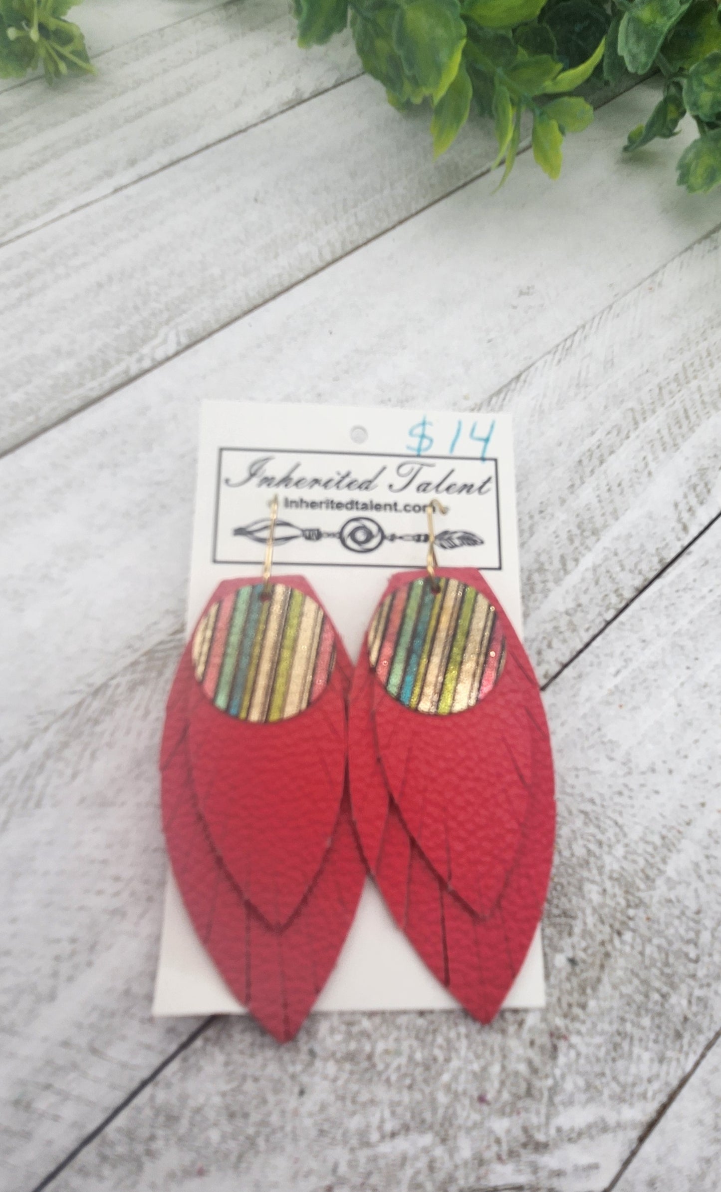 Coral Genuine Leather Earrings