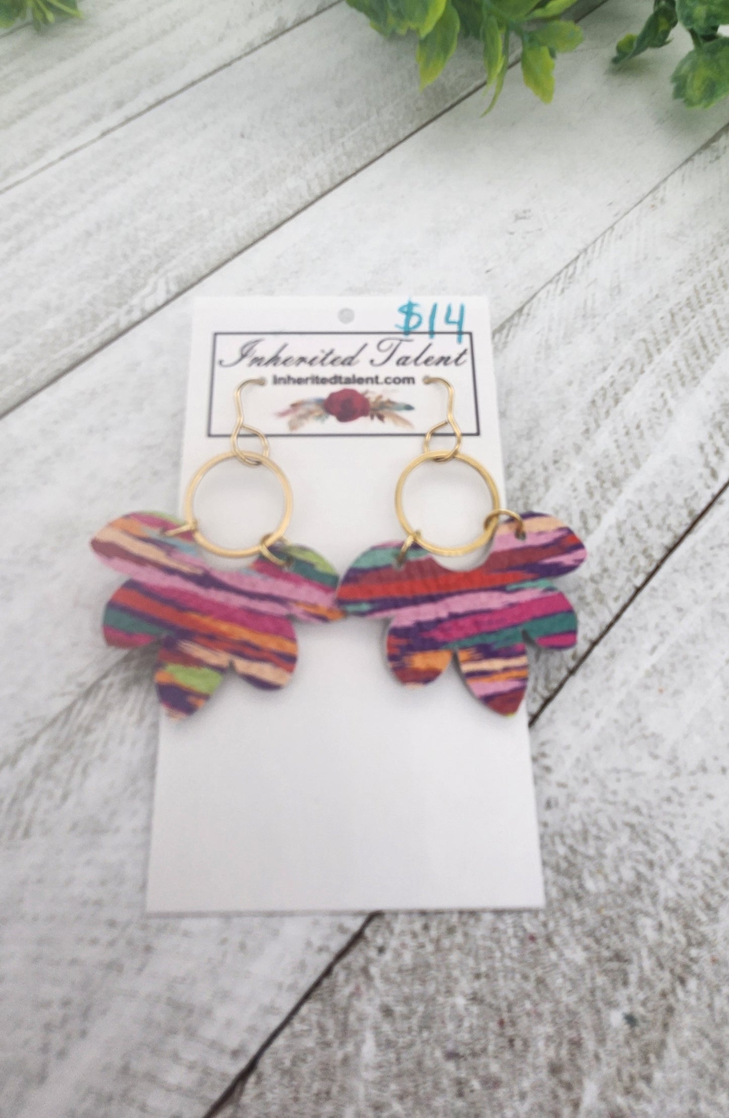 Genuine Leather and Metal Earrings