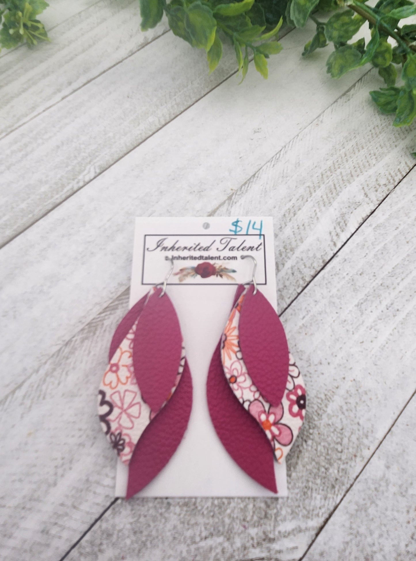 Pink Flower Earrings