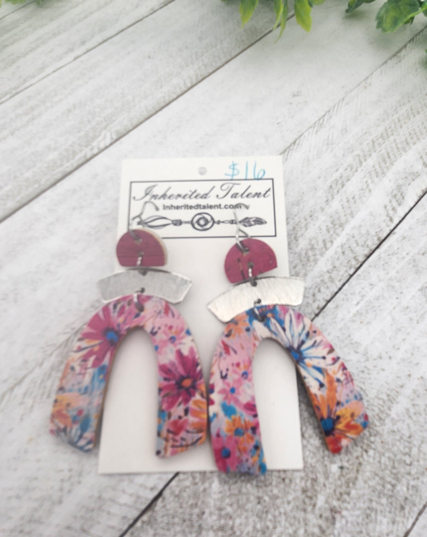 Pink Leather Earrings