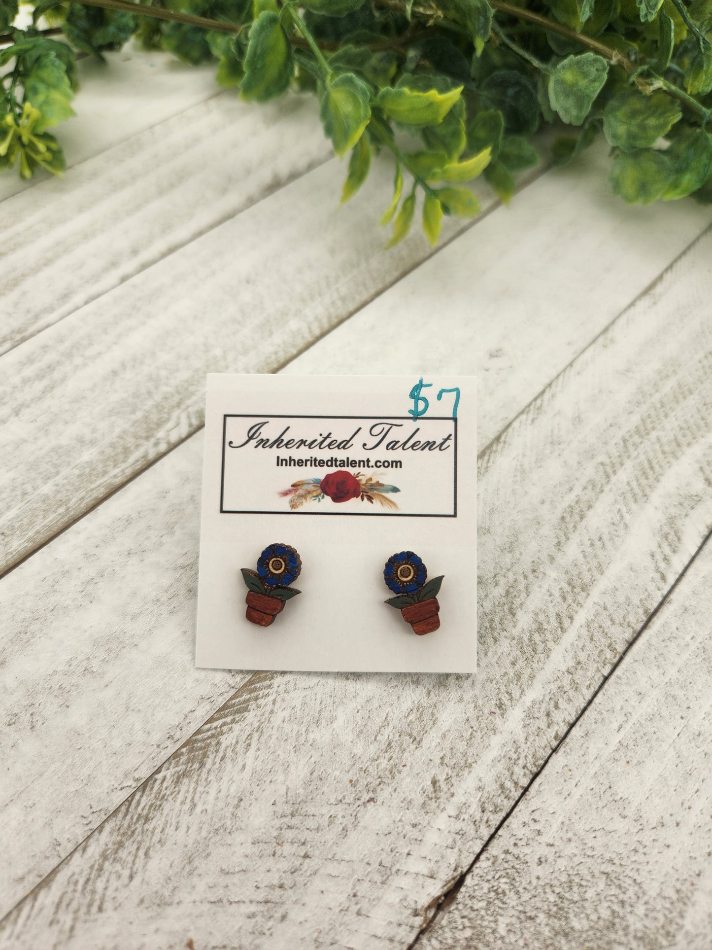 Blue Flower Stud Earrings