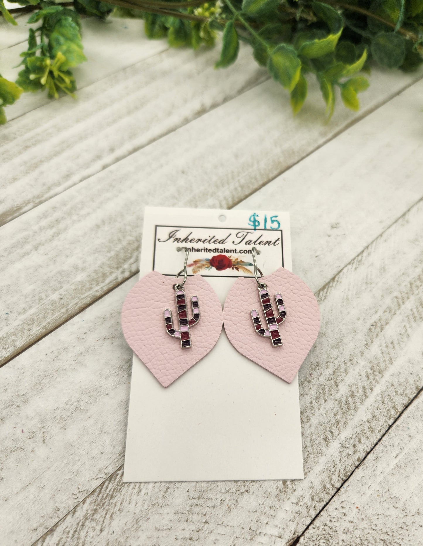 Pink Cactus Earrings