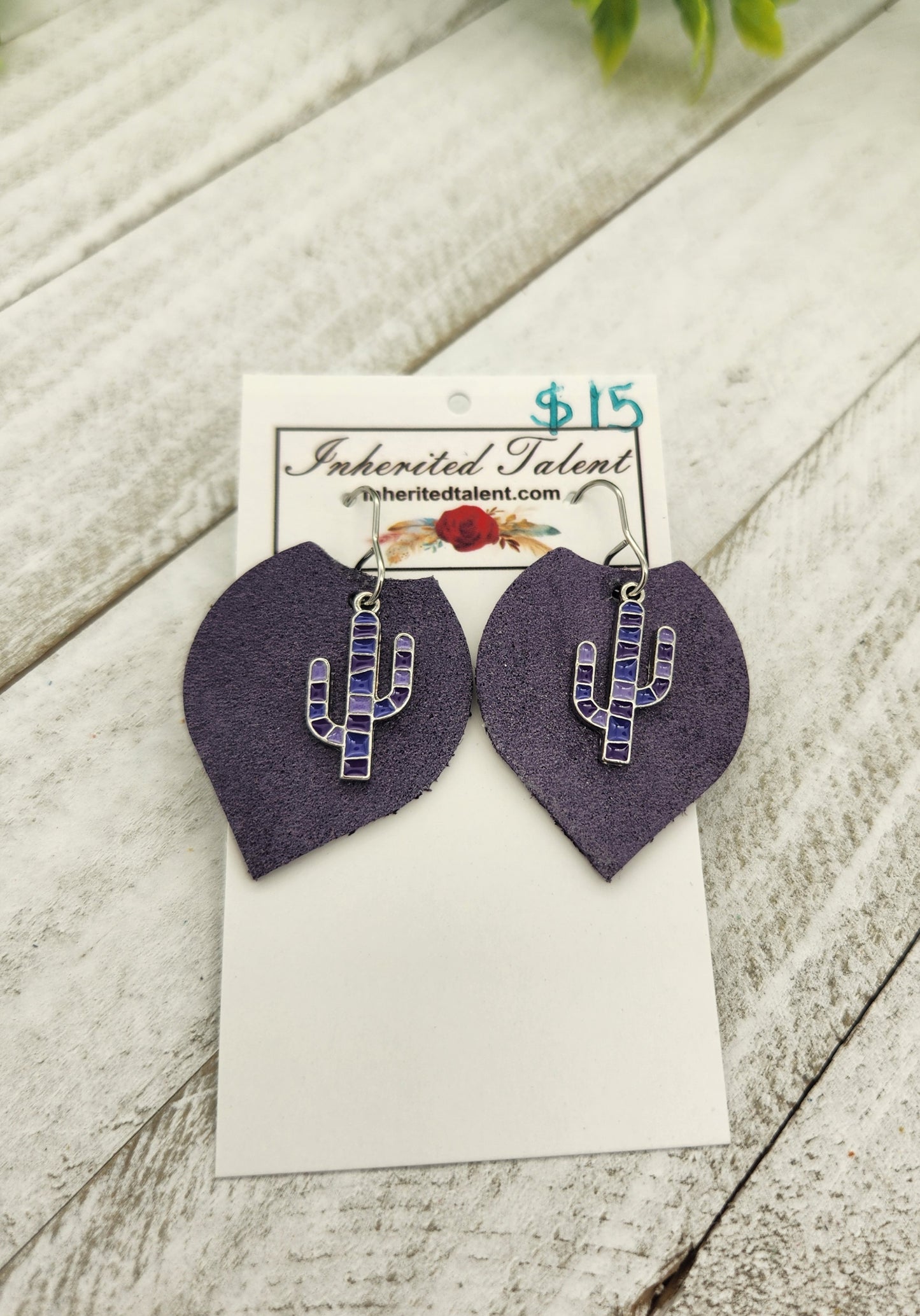 Purple Cactus Earrings