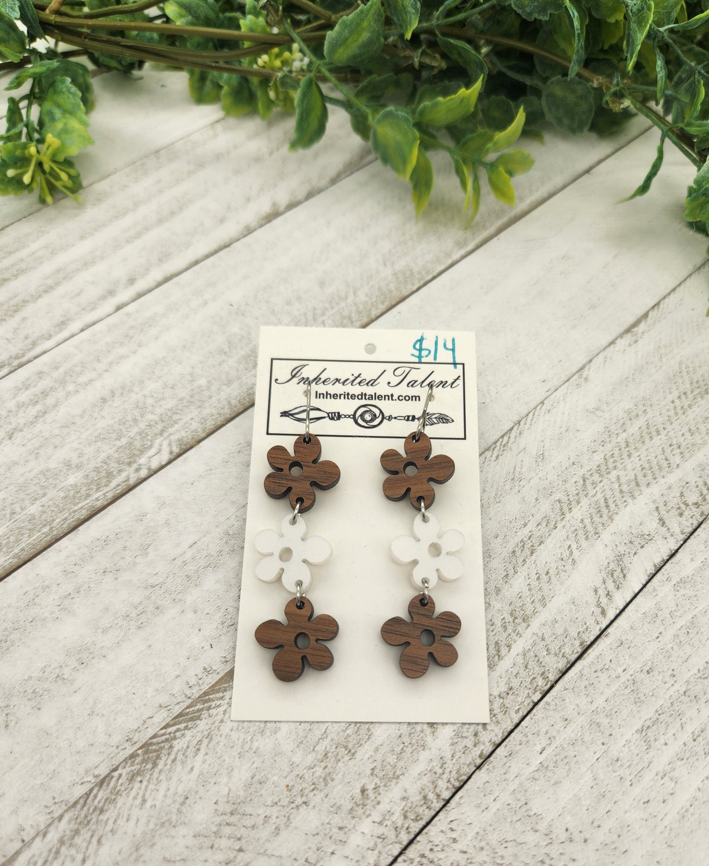 Wood and Acrylic Earrings