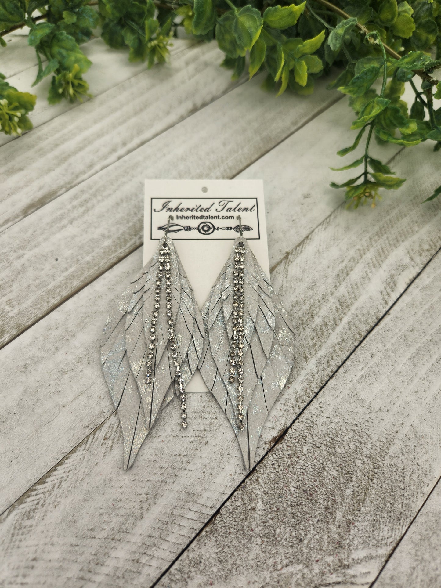 White leather earrings