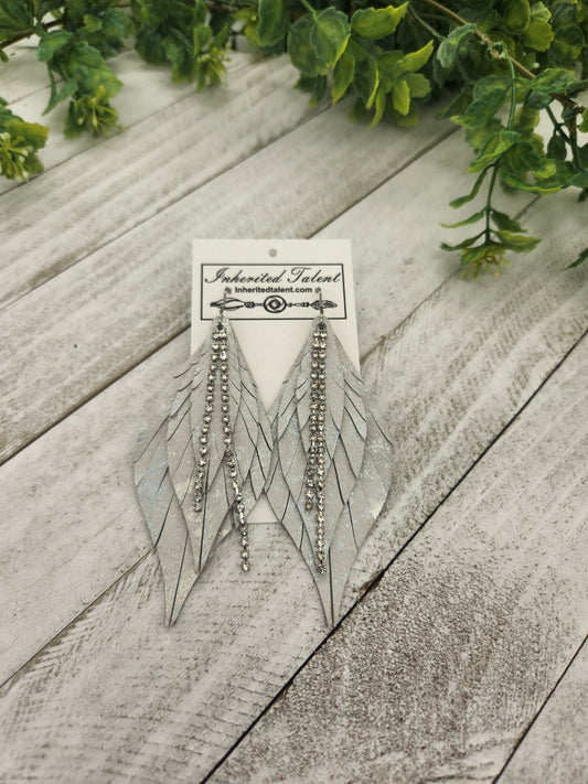 White leather earrings