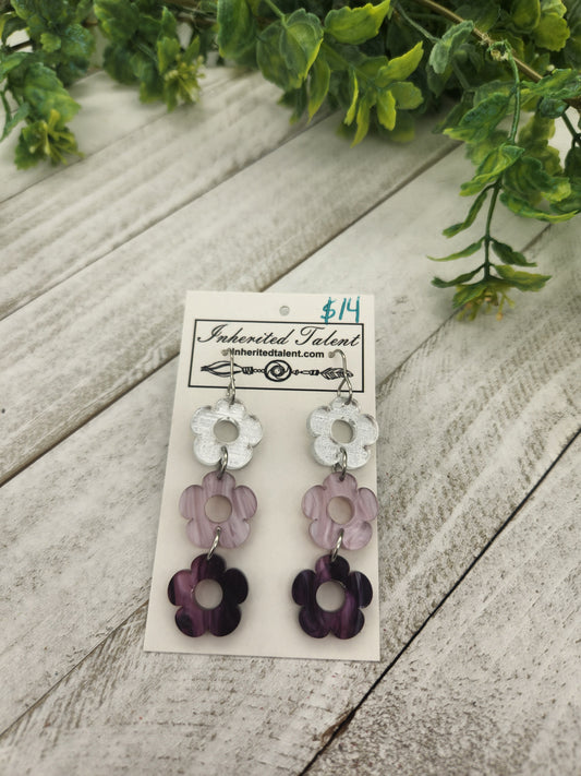 Purple flower acrylic earrings