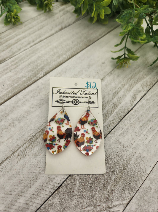 Rooster acrylic earrings