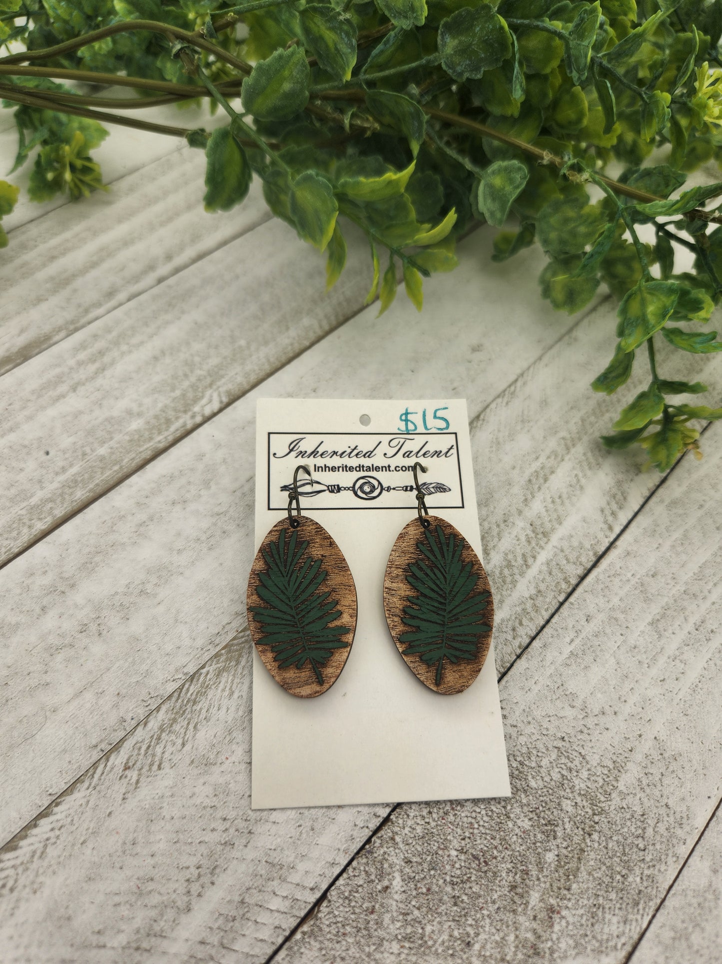 Fern wood earrings