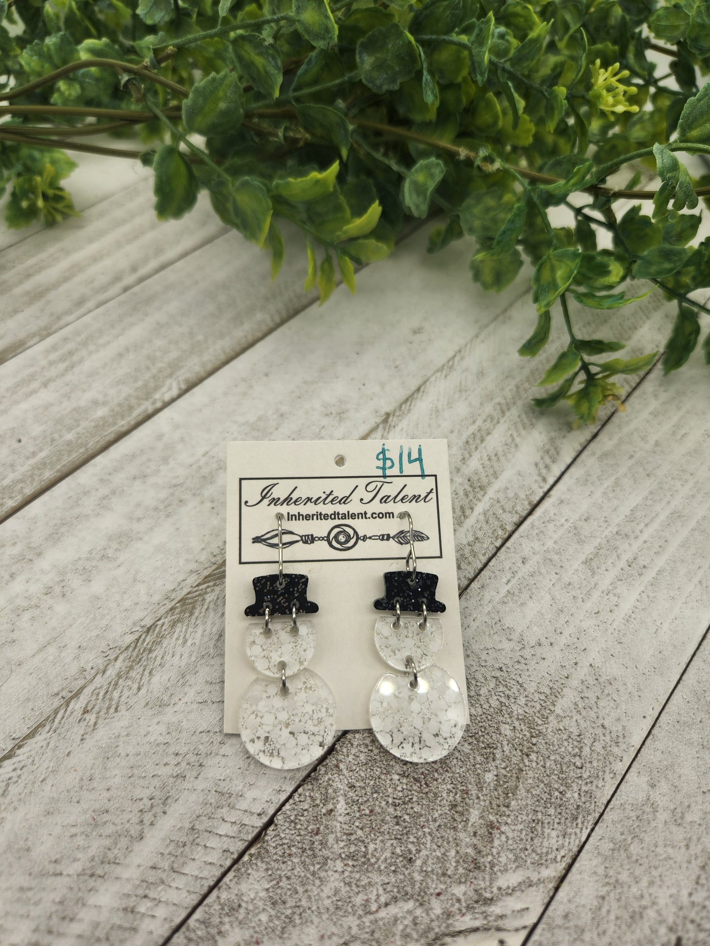Snowman acrylic earrings