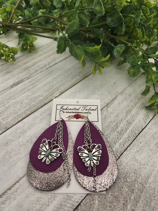 Butterfly leather earrings