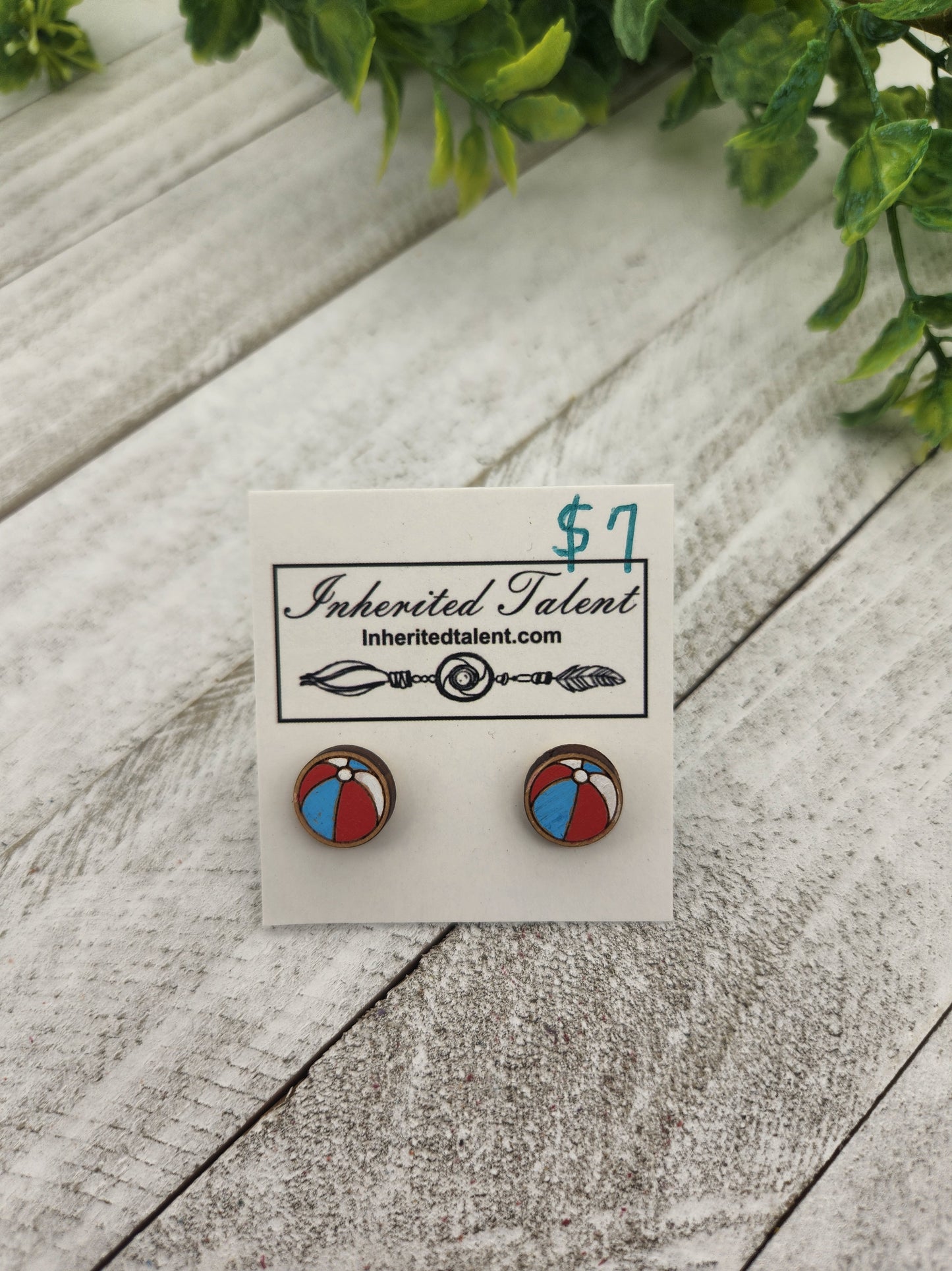 Beachball stud earrings