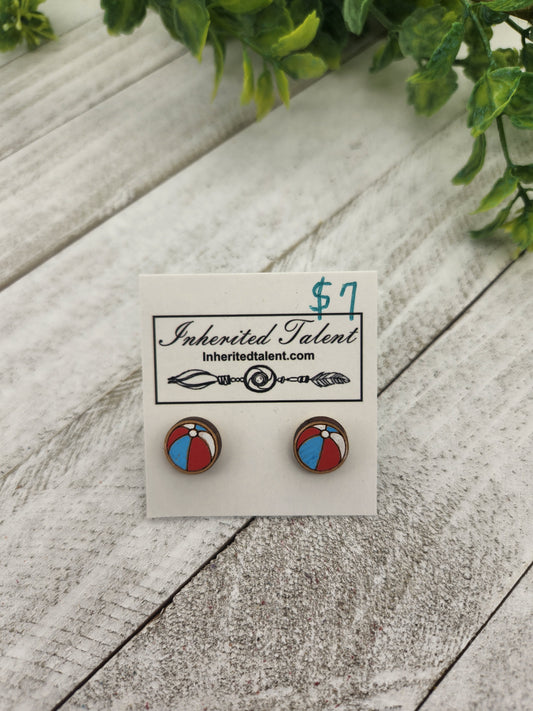 Beachball stud earrings