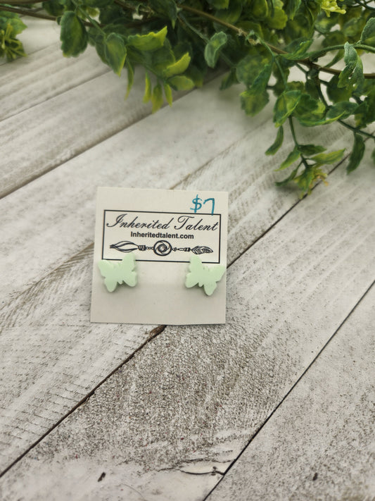 Light green butterfly stud earrings