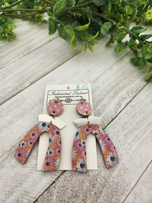 Pink flower earrings