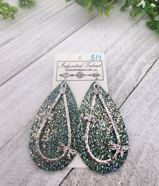 Green Leather Earrings