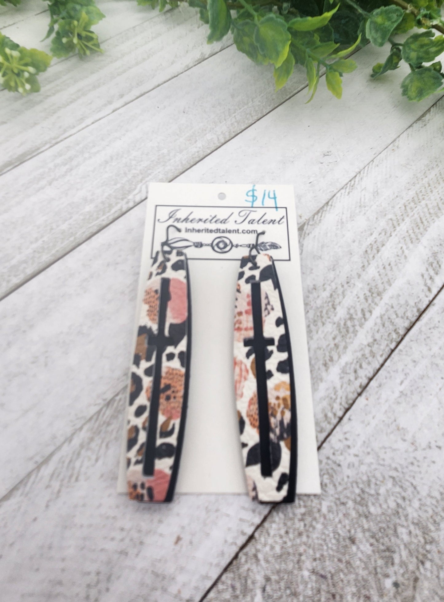 Cross Leather Earrings