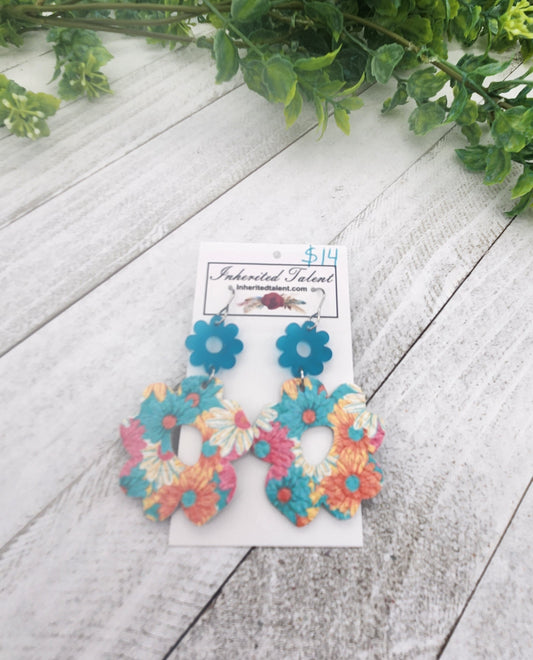 Multi Colored Genuine Leather Earrings