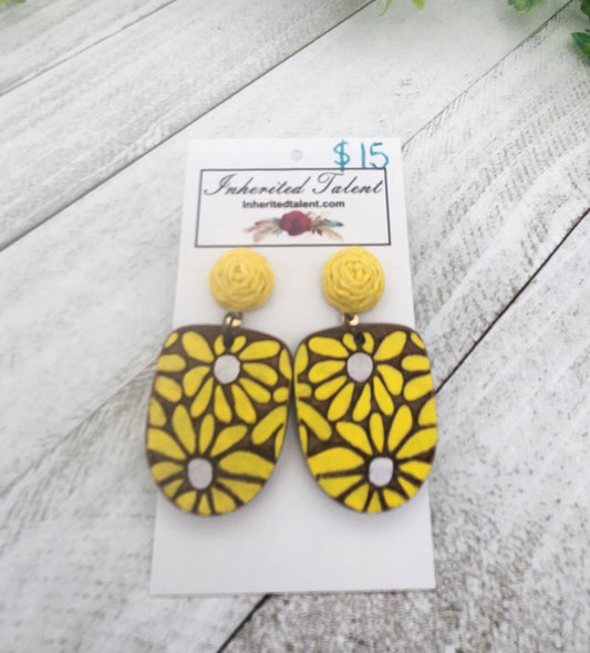 Yellow Flower Earrings