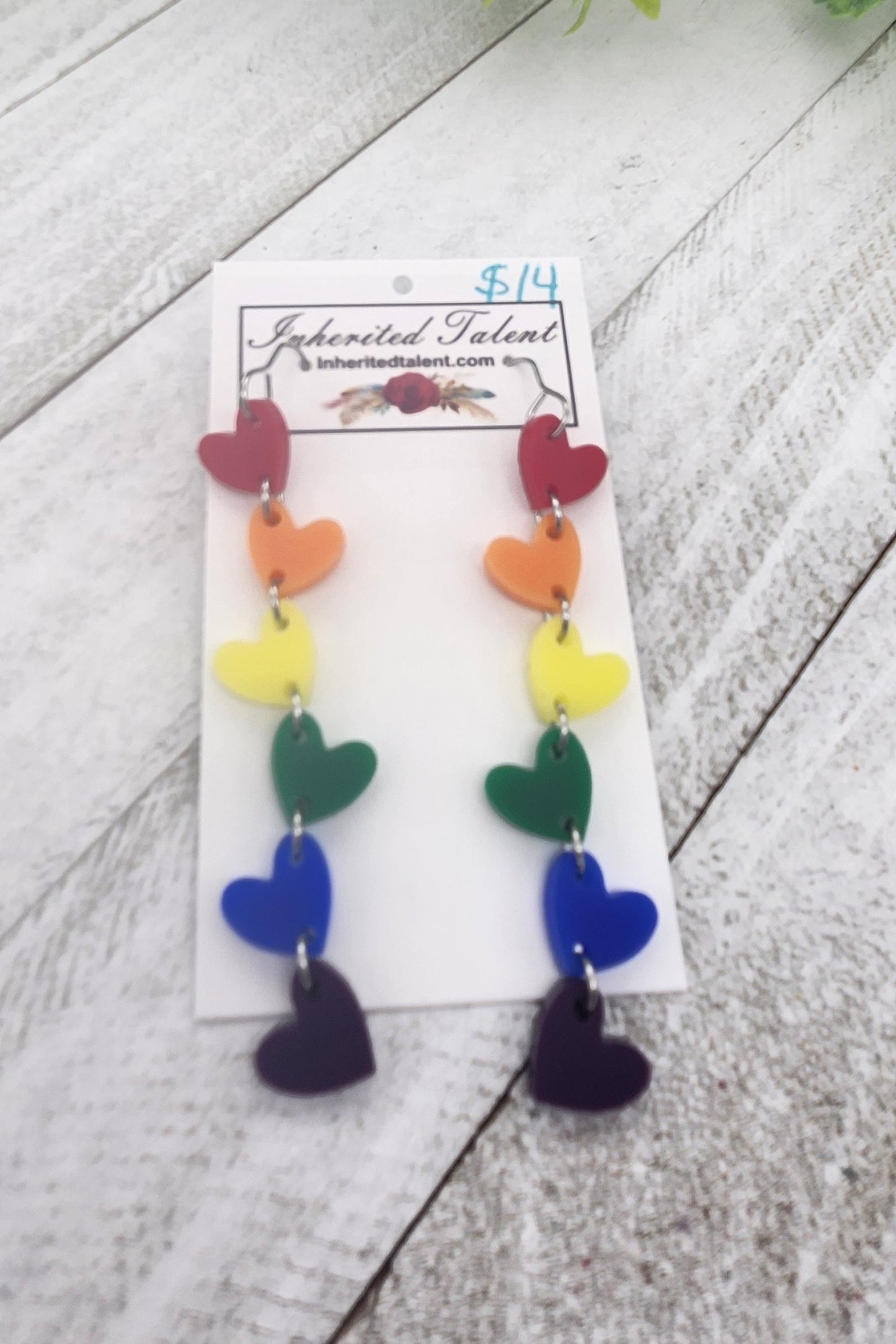 Rainbow Heart Dangle Earrings