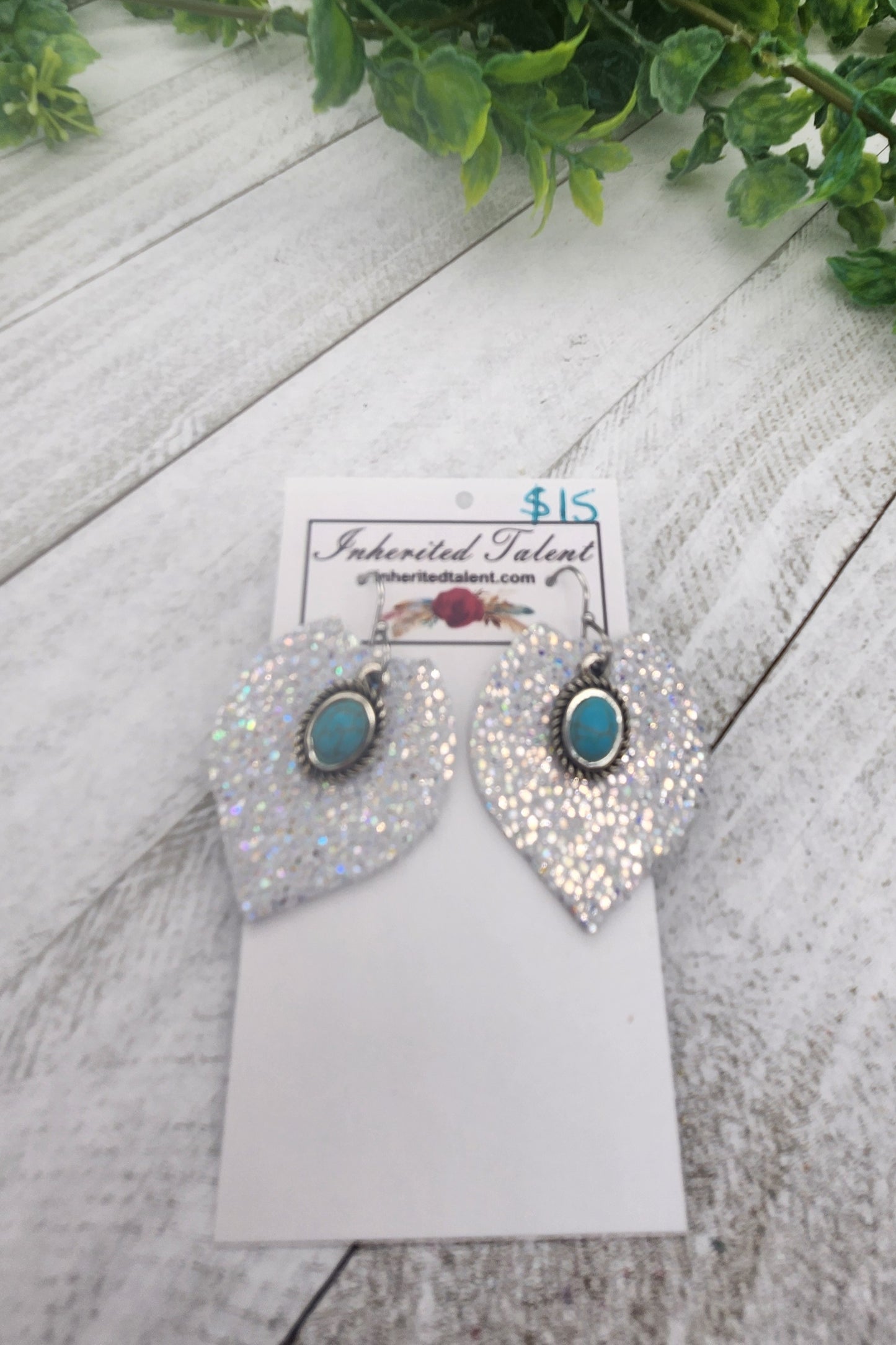 White Genuine Leather Earrings