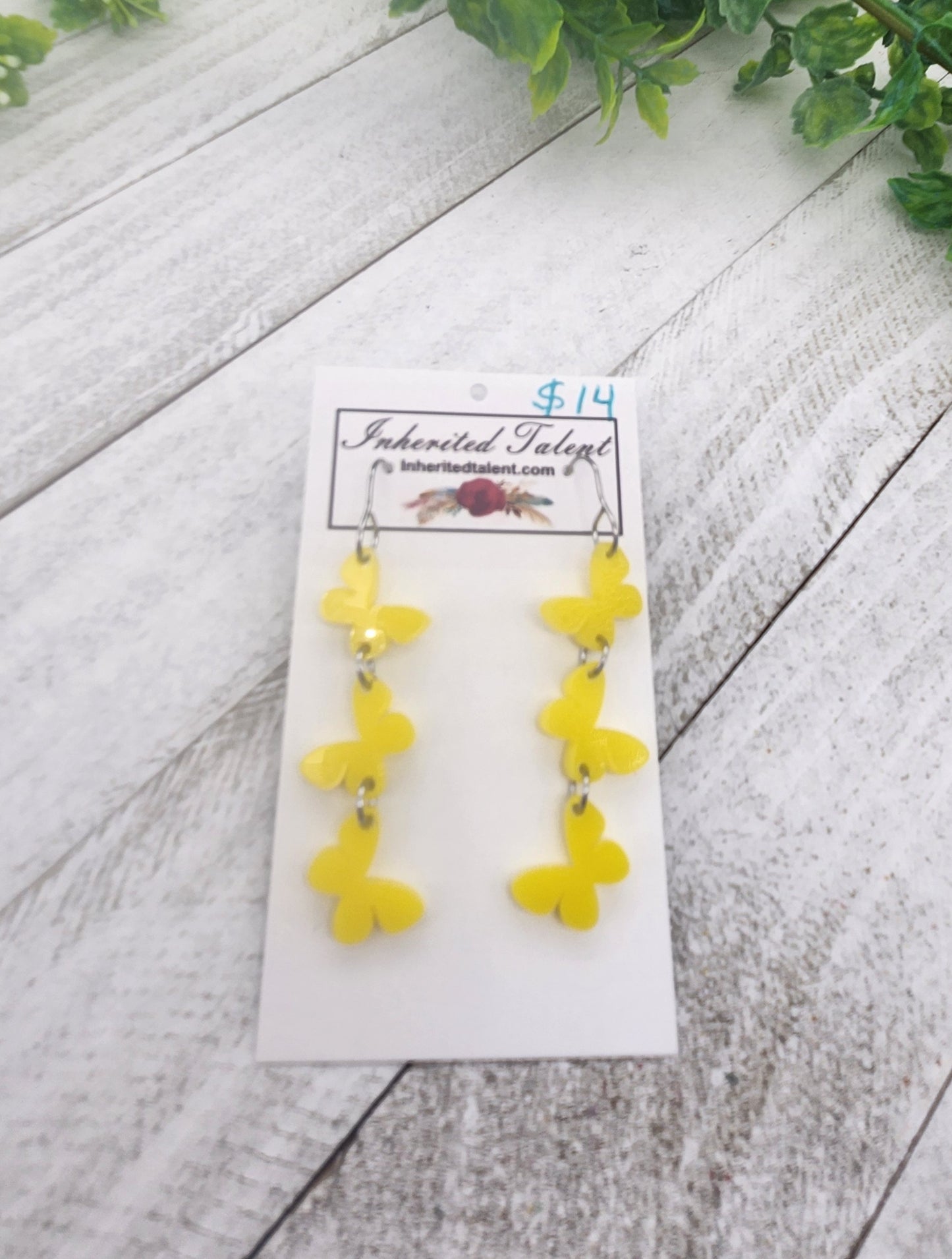 Yellow Butterfly Earrings