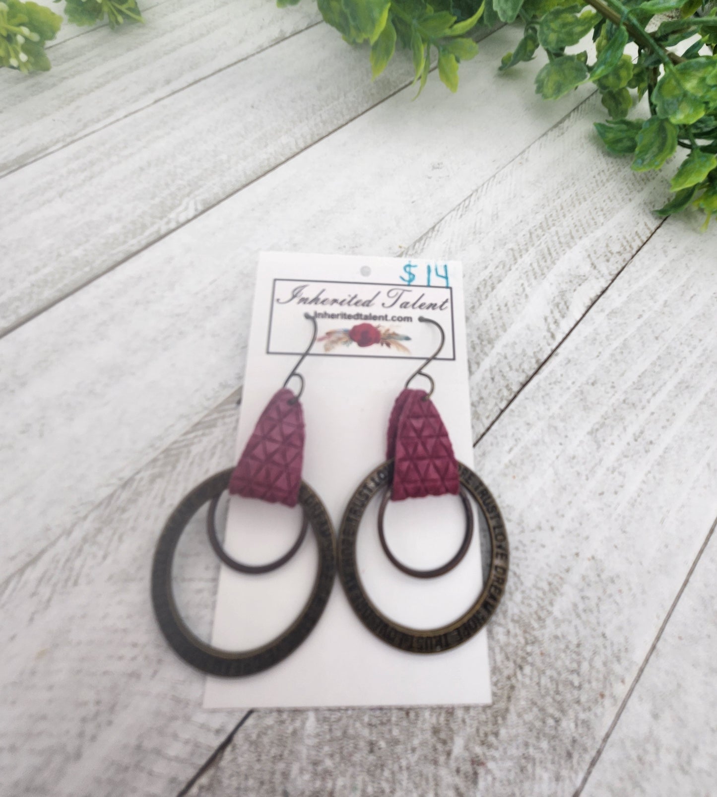Genuine Leather and Metal Earrings