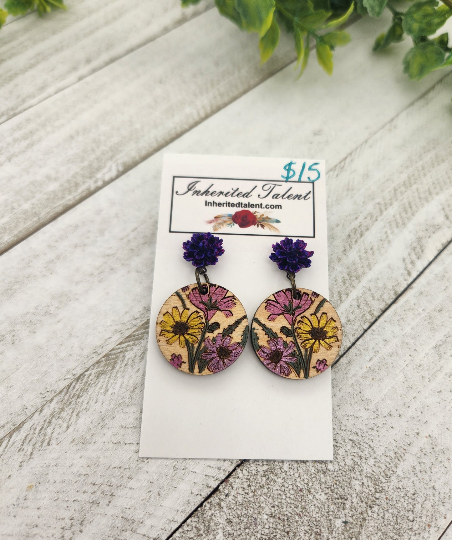 Flower Wood Earrings