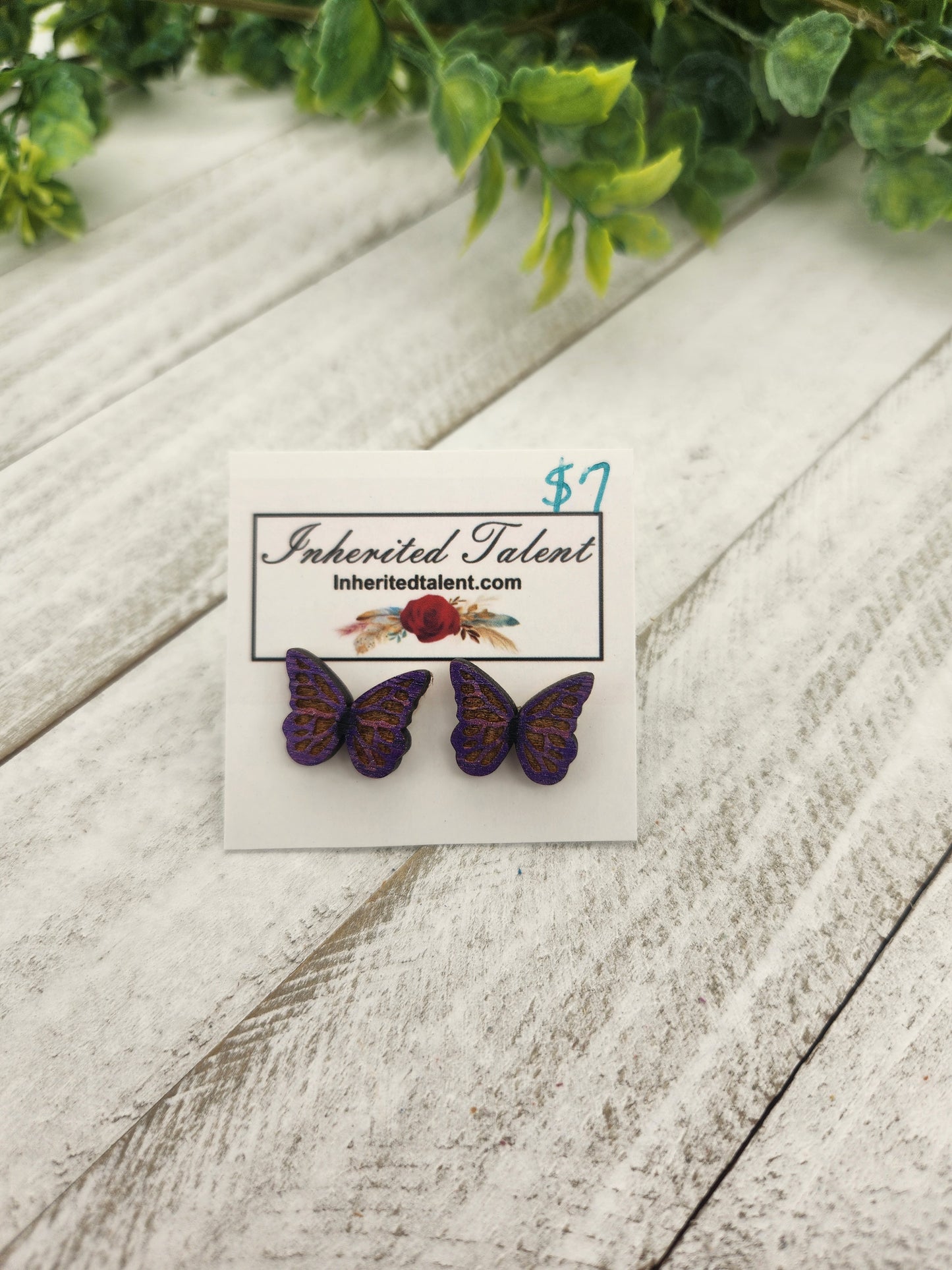 Purple Butterfly Stud Earrings
