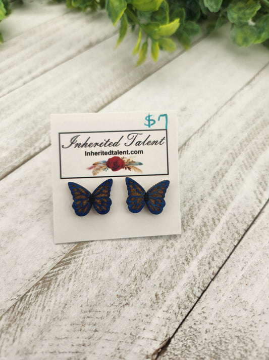 Blue Butterfly Stud Earrings