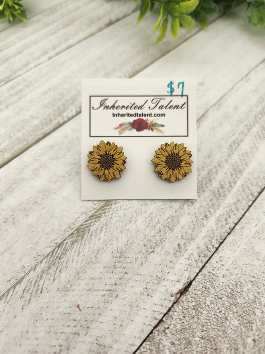 Yellow Flower Stud Earrings