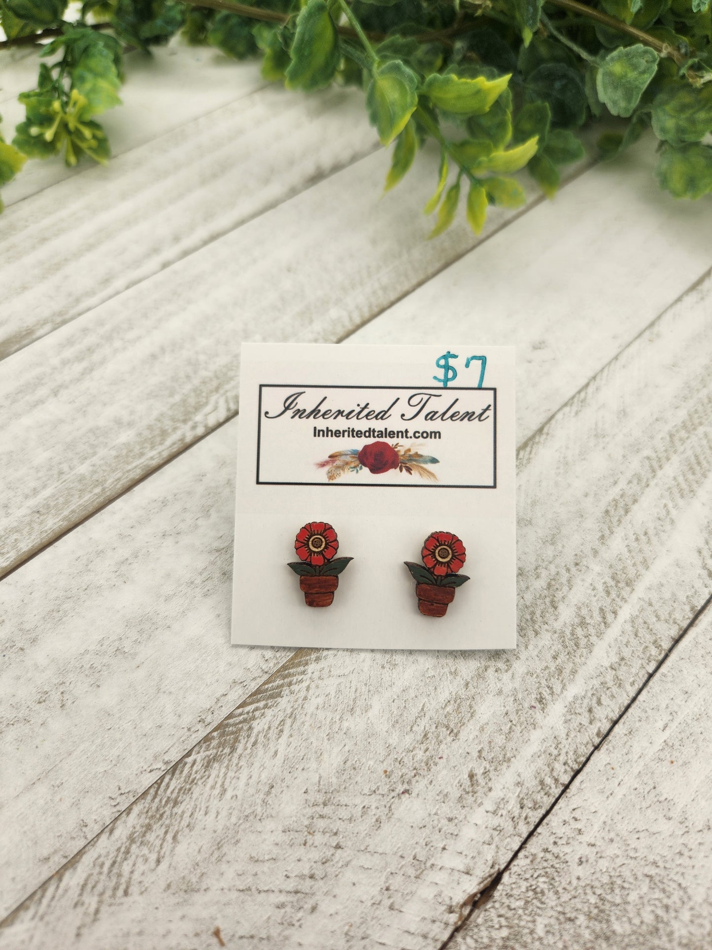 Coral Flower Stud Earrings