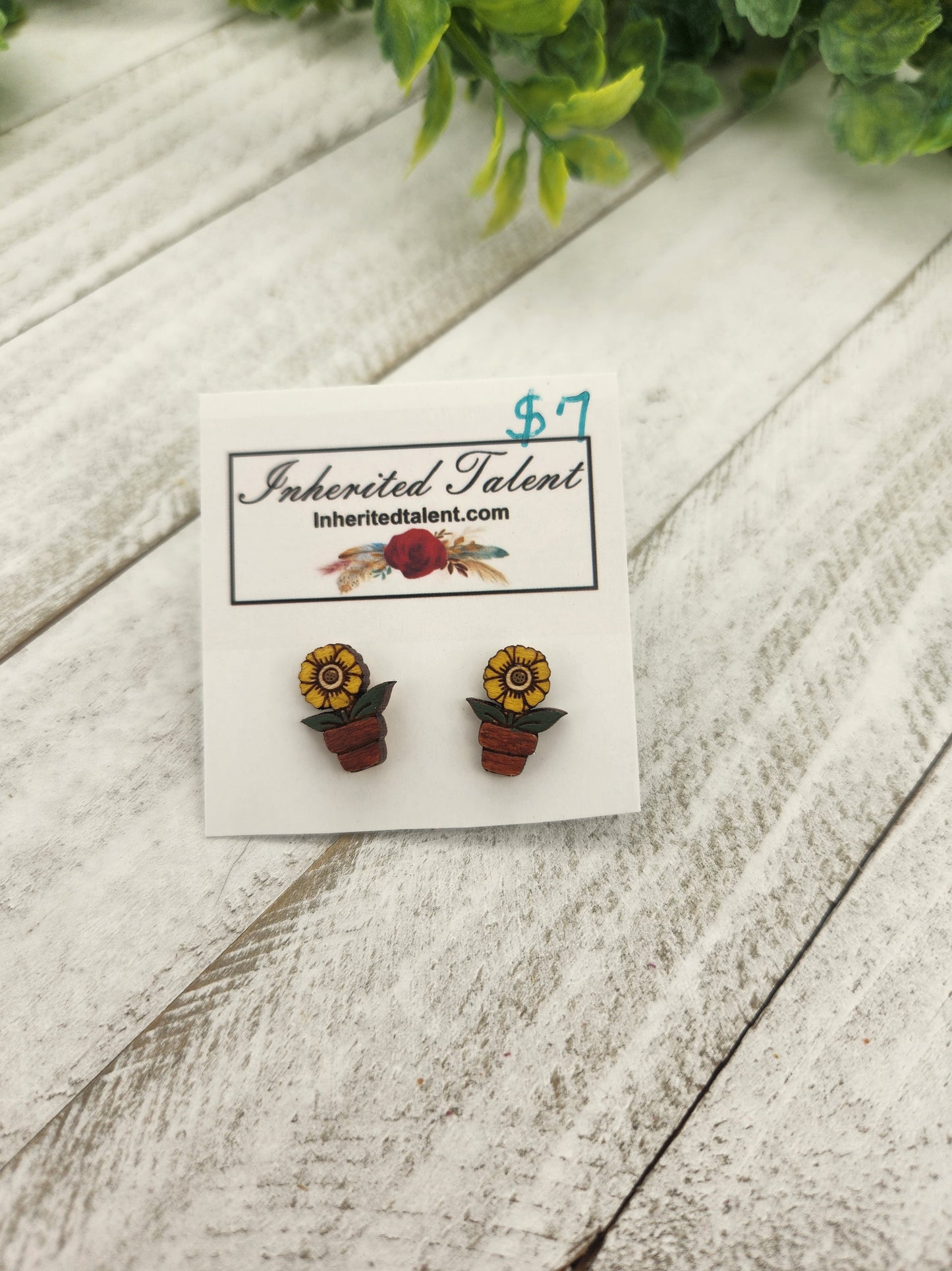 Yellow Flower Stud Earrings