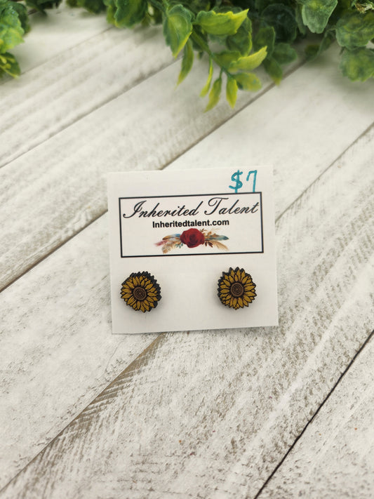 Yellow Flower Stud Earrings