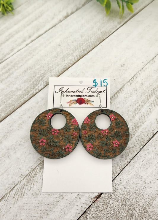 Painted wood earrings