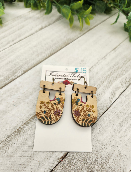 Painted wood earrings