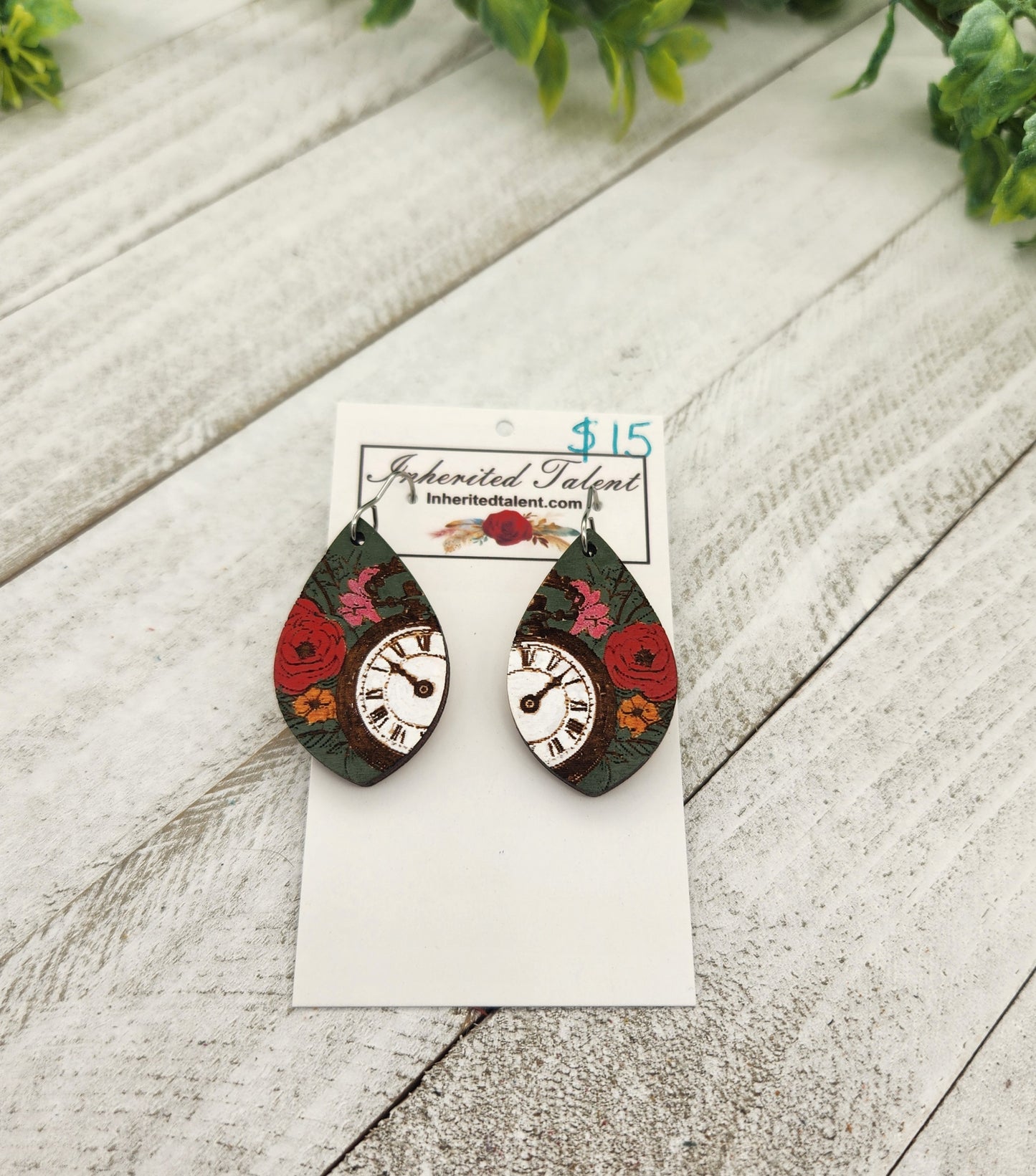 Painted Wood Earrings