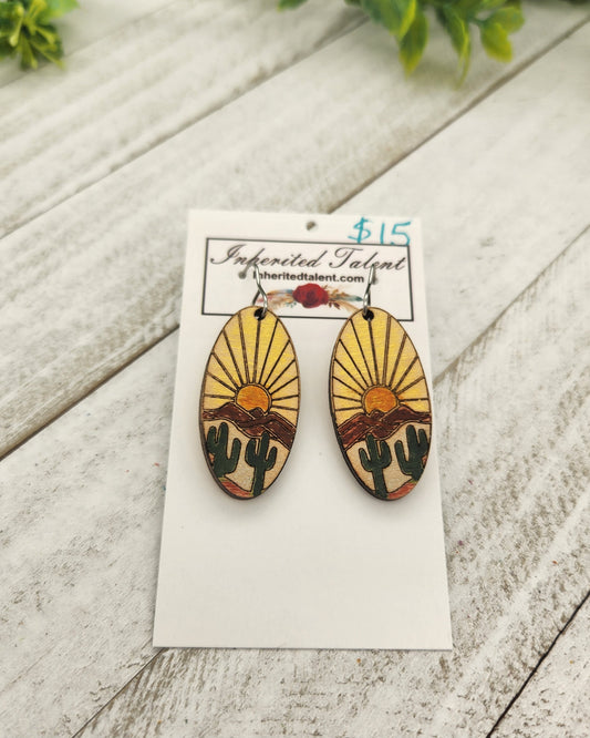 Painted wood earrings